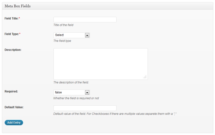 Meta box with custom fields