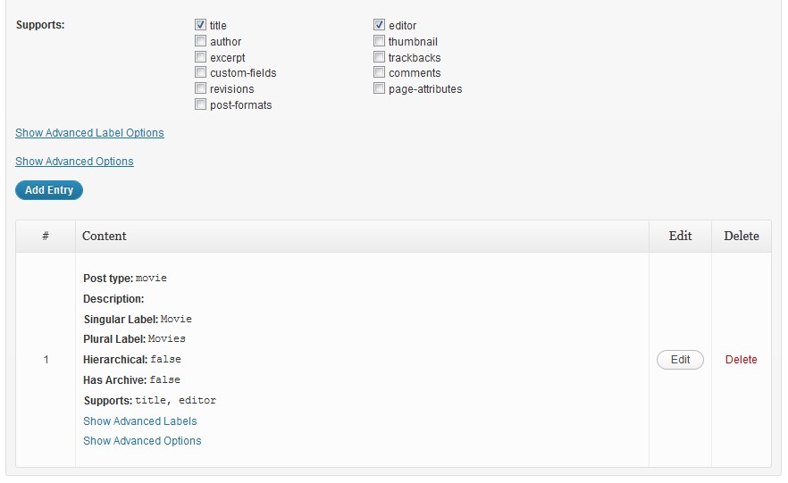 Post Type Creator UI and listing