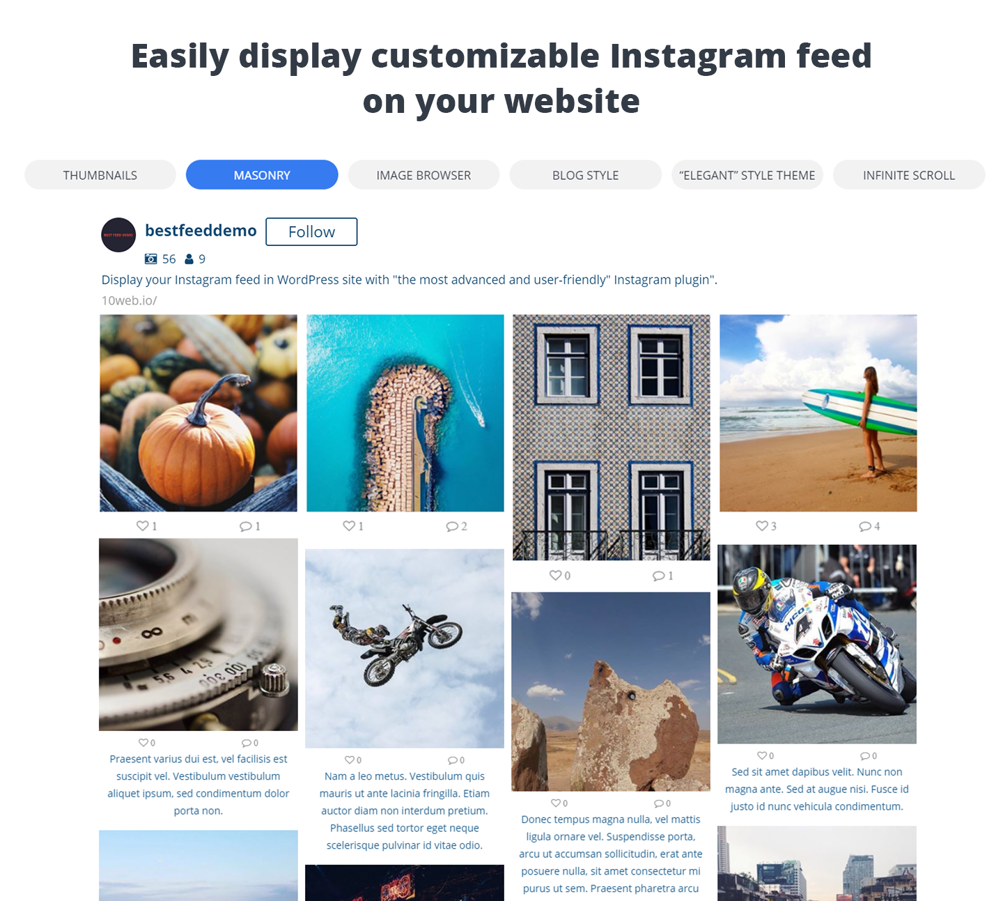 Free Plugins to embed instagram feeds on wordpress