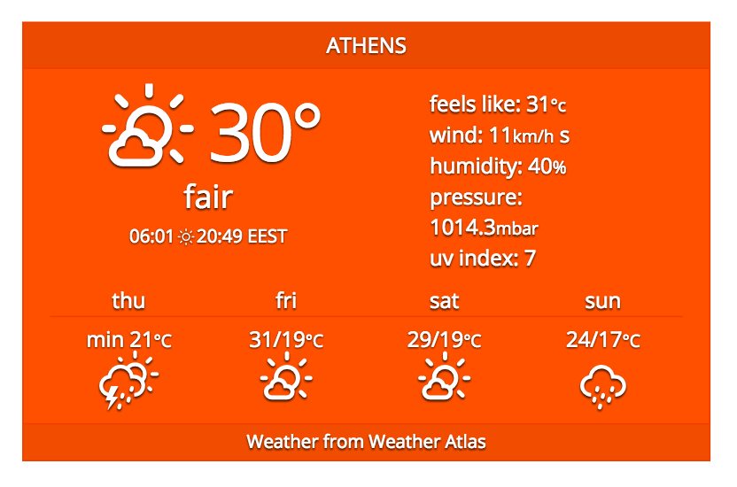 Detailed forecast: Substitute "Weather from Weather Atlas" with link "Detailed forecast" for chosen location