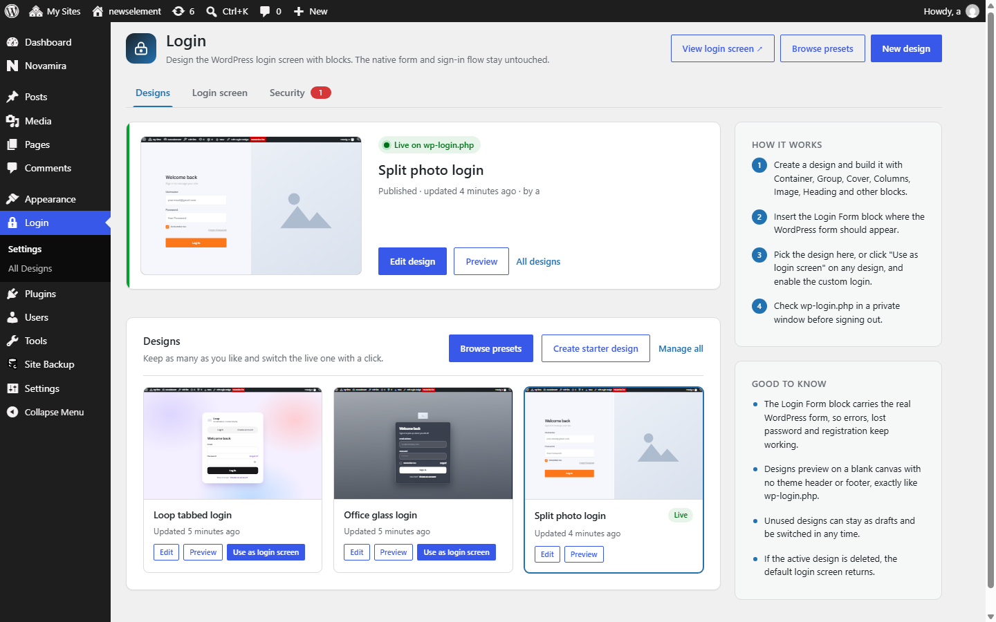 Webangon Login Customiser