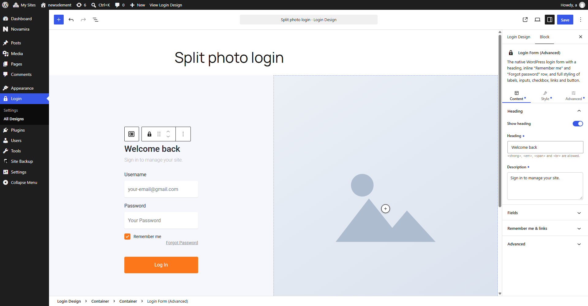 Webangon Login Customiser
