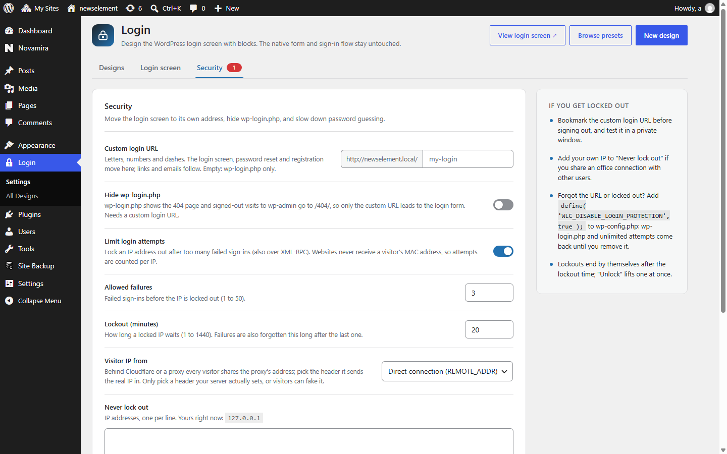 Webangon Login Customiser