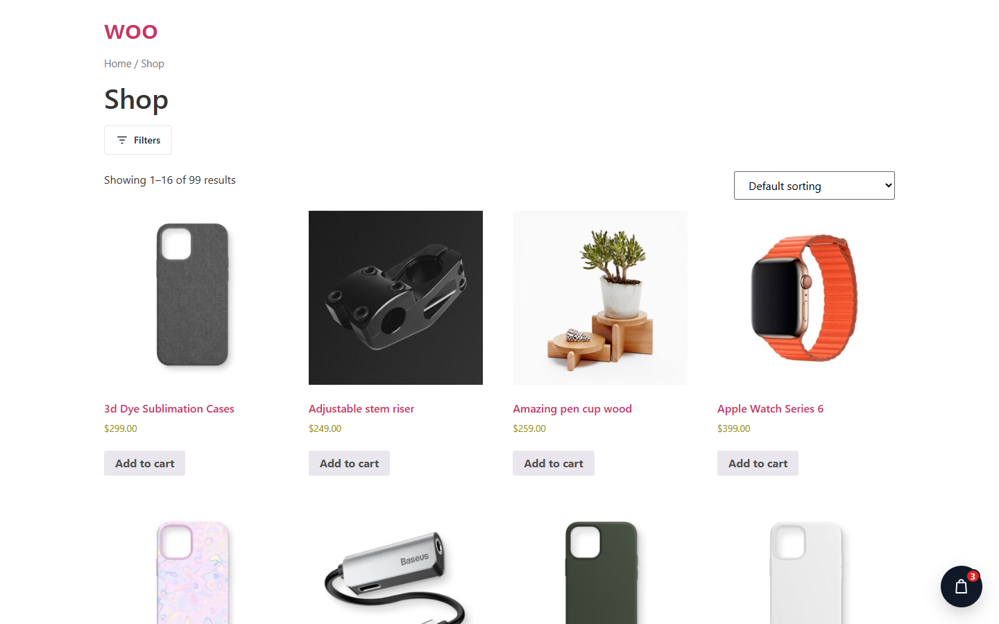 Floating cart button with a live item count.
