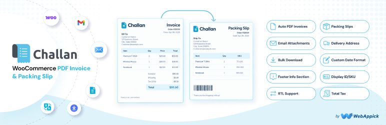 PDF Invoices & Packing Slips for WooCommerce – Challan