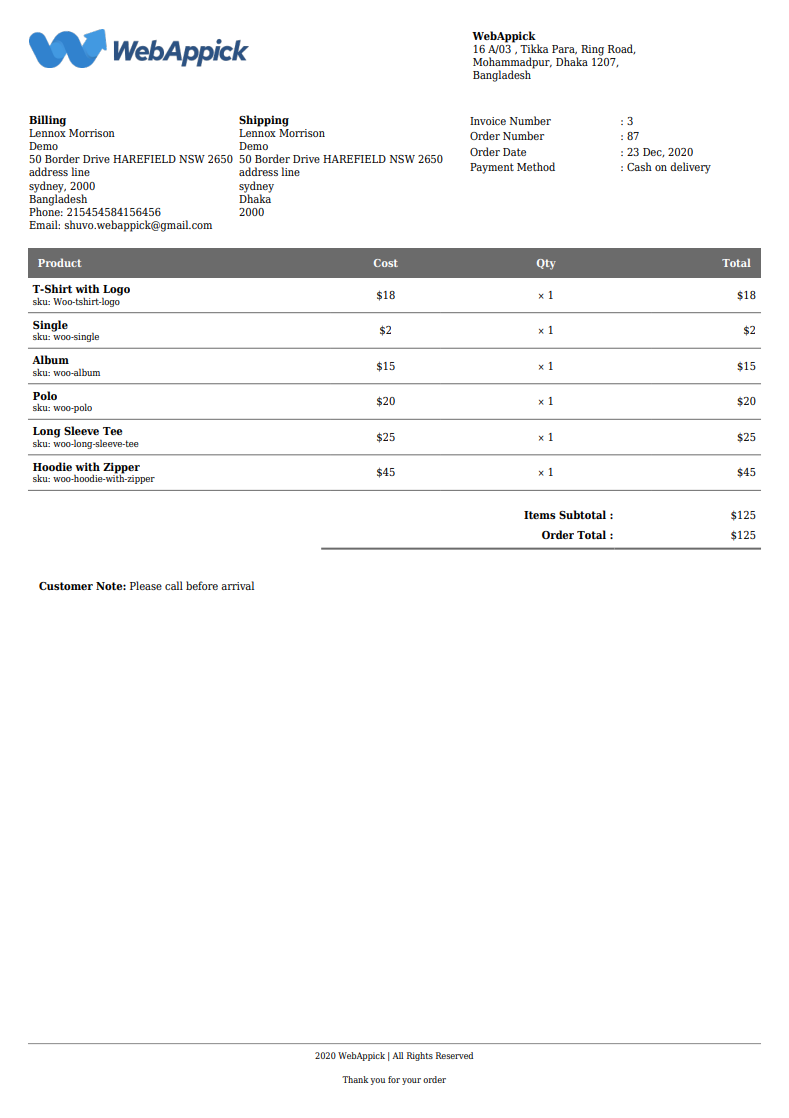 Invoice Different Template