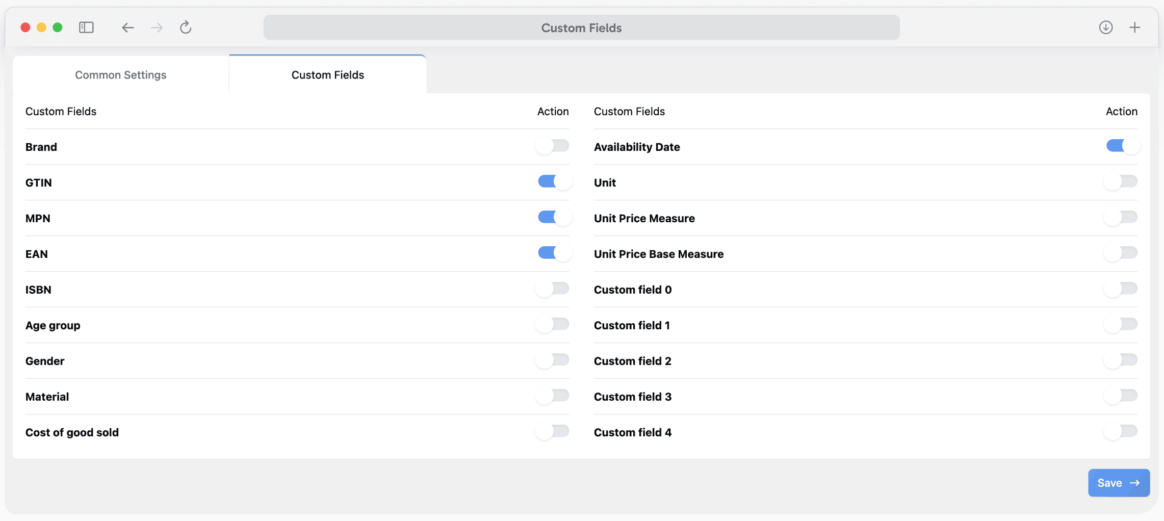 Custom Fields: Map and manage custom product fields