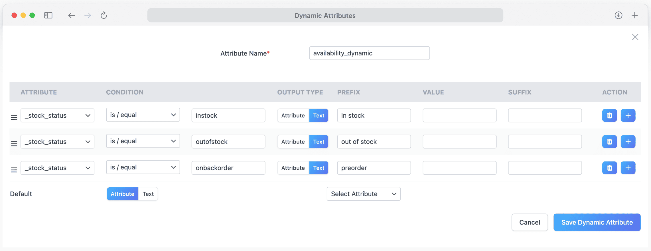 Dynamic Attributes: Use dynamic attributes for feeds