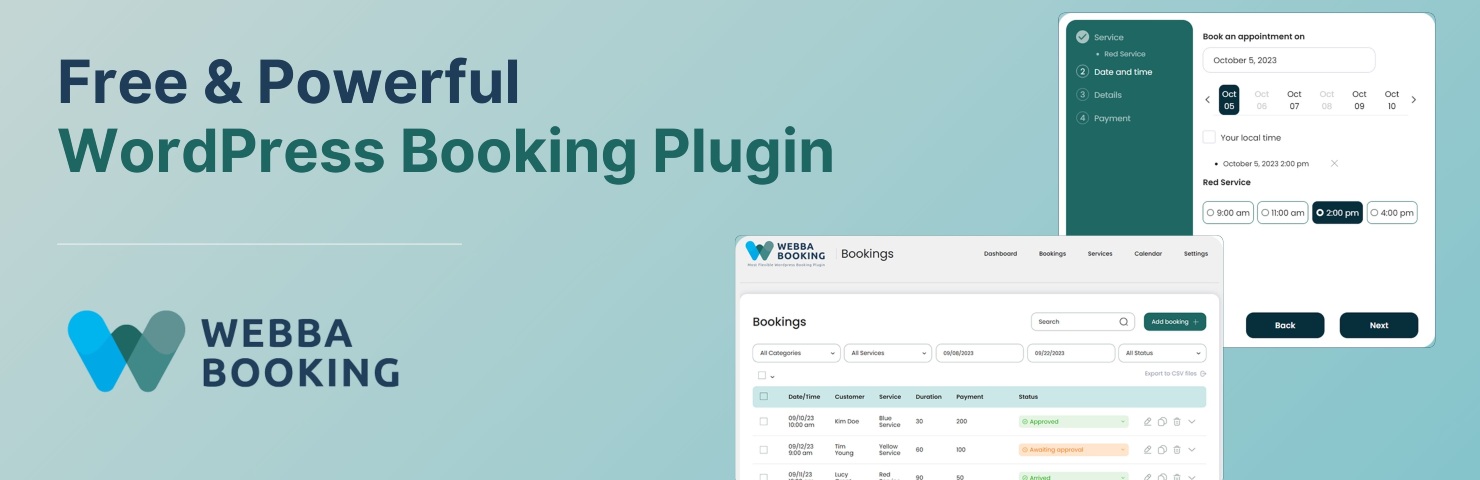 WordPress 外掛 Appointment Booking & Scheduling Plugin — Webba Booking Calendar 的封面圖片。