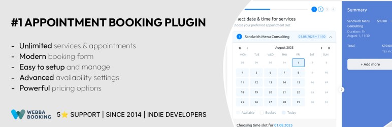 Appointment Booking & Scheduling Plugin — Webba Booking Calendar