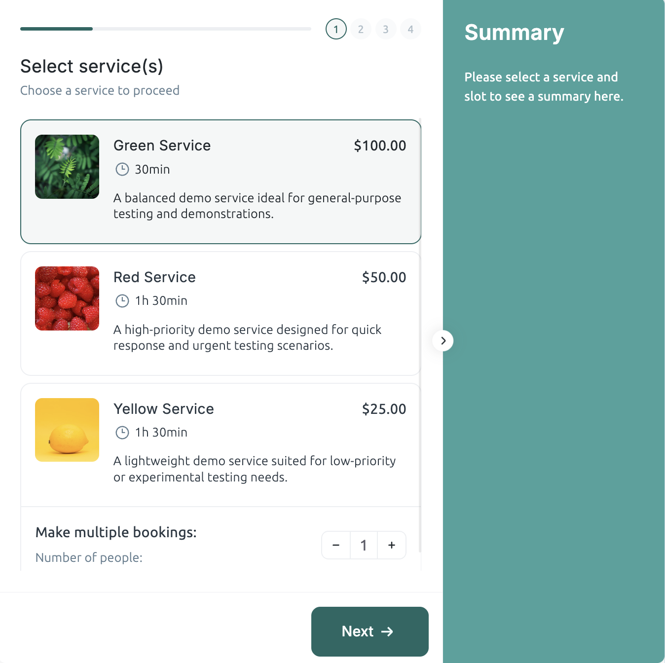 Modern looking booking form
