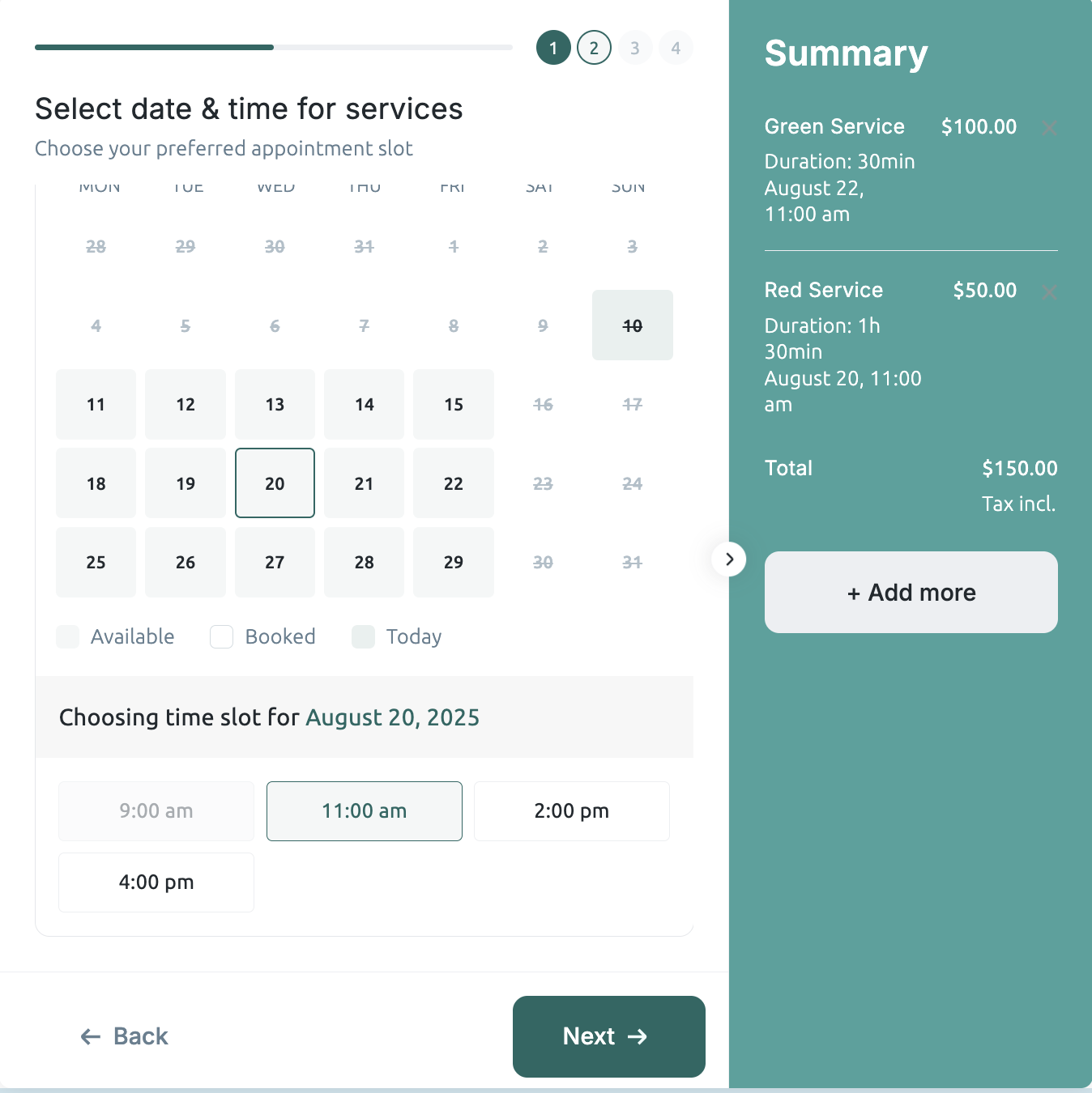 Allow to book multiple services or time slots in one booking session