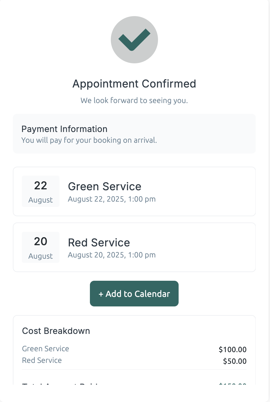 Customers able to add bookings to the Calendar
