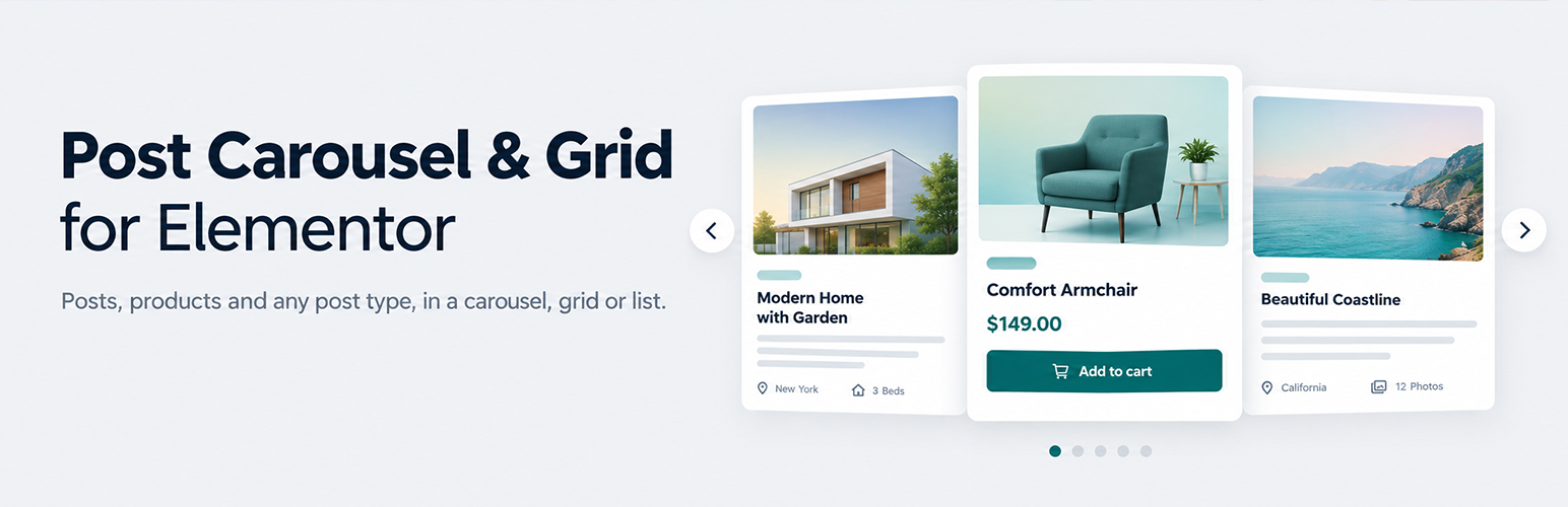 Post Carousel & Grid for Elementor by WebCodingPlace preview