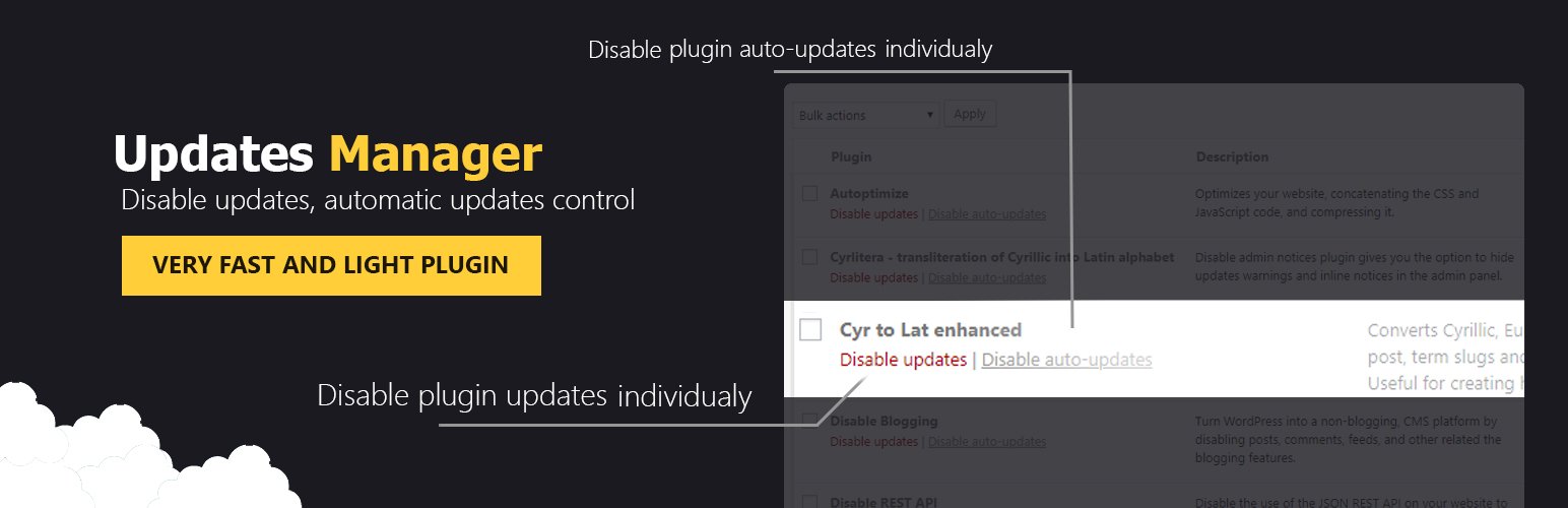 Disable Updates – Updates Manager, Disable Automatic Updates, Disable All Updates