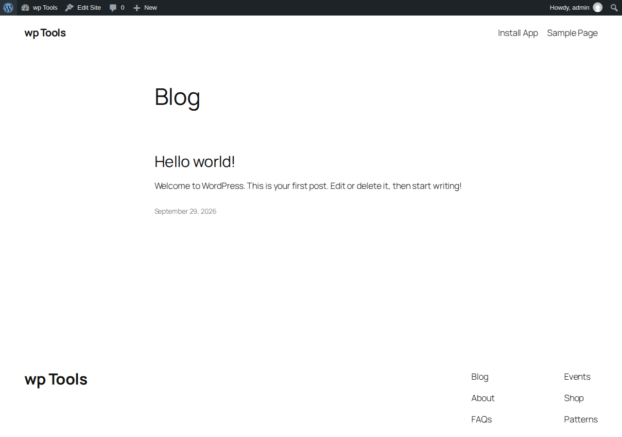 Site Homepage β Example of a WordPress site running as a PWA.