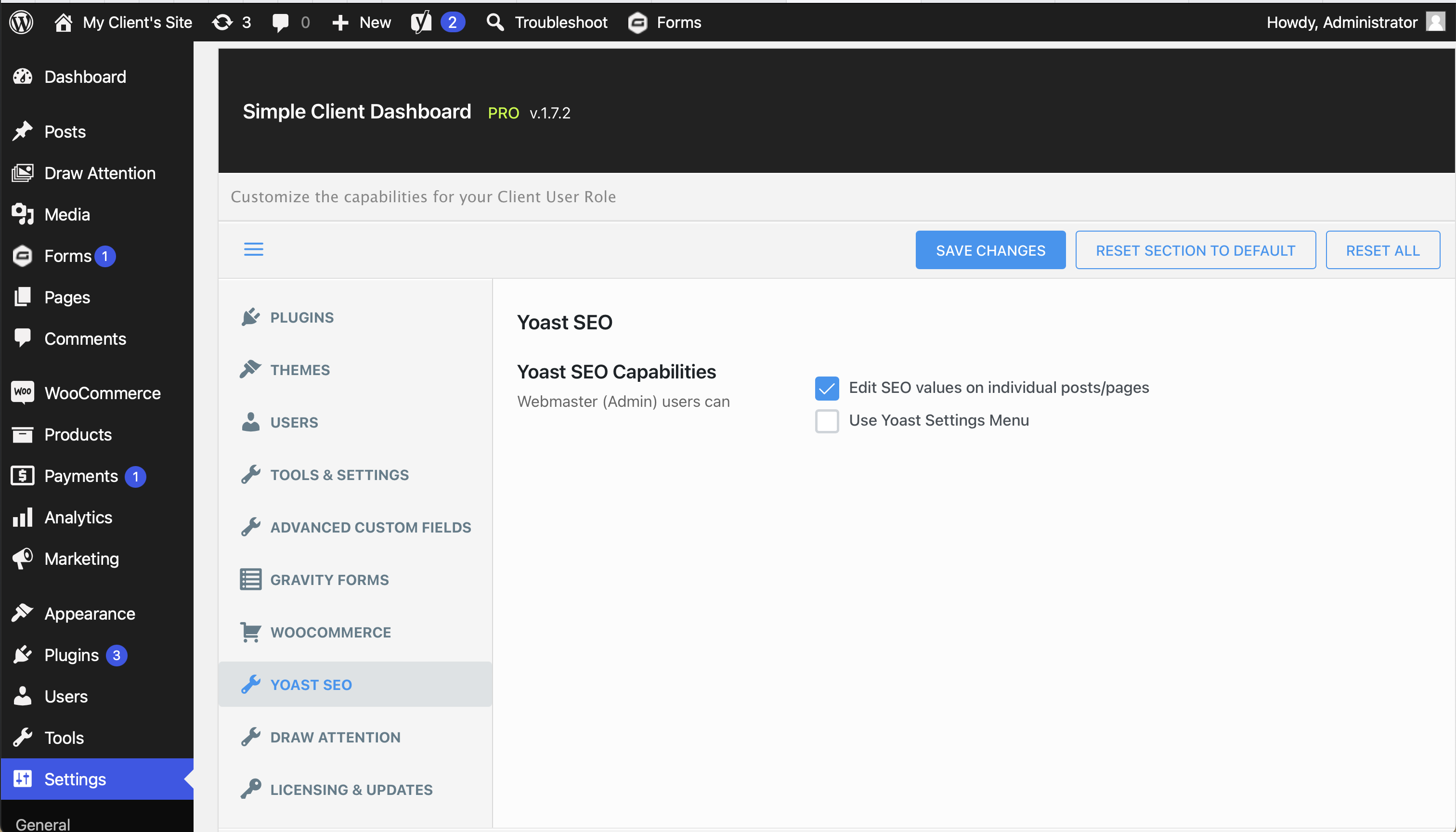 Yoast SEO Settings (Pro version only)