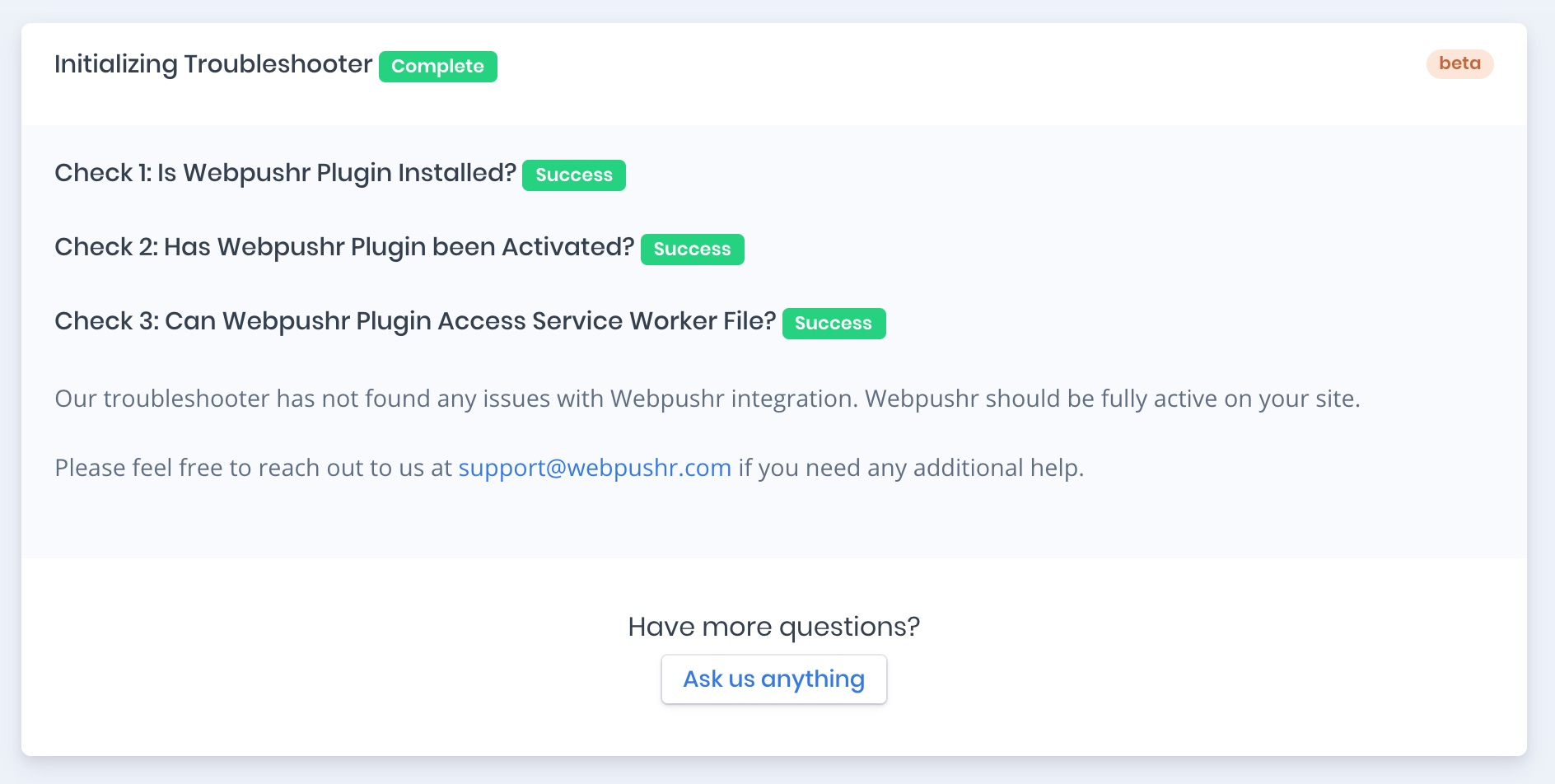 Troubleshoot integration issues with our automated troubleshooter