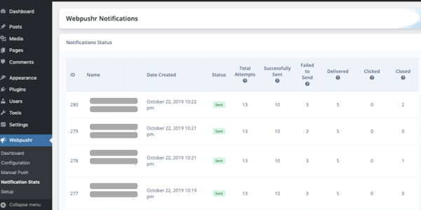 Push Message Stats