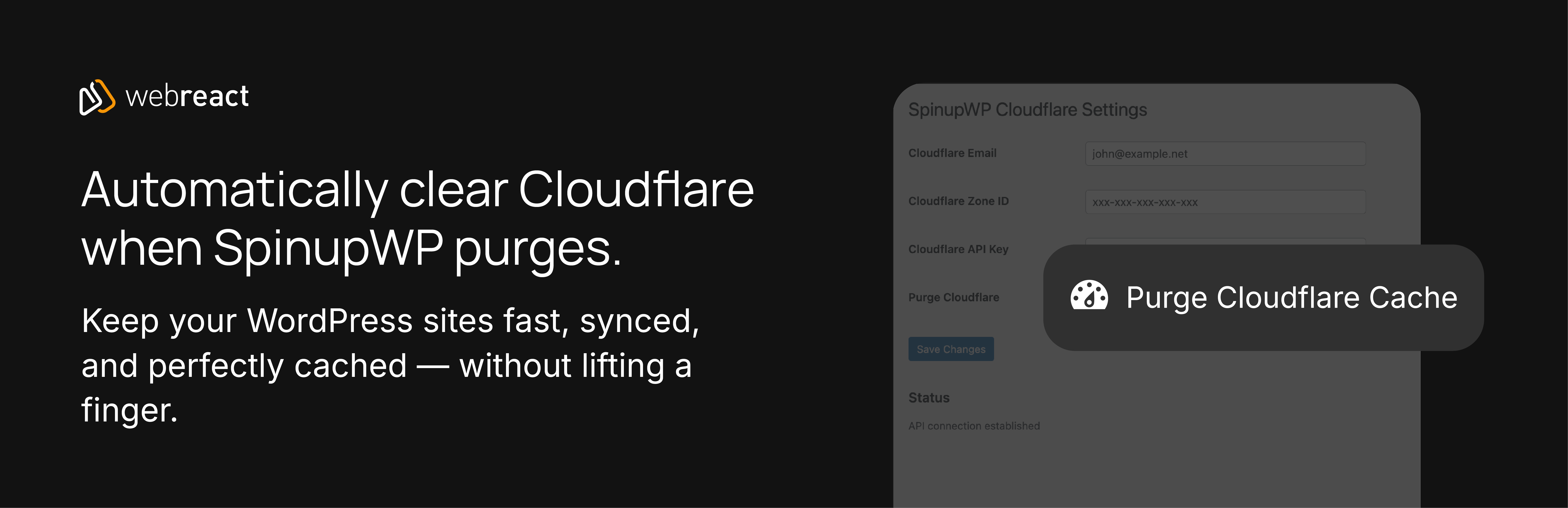 Webreact integration for SpinupWP and Cloudflare