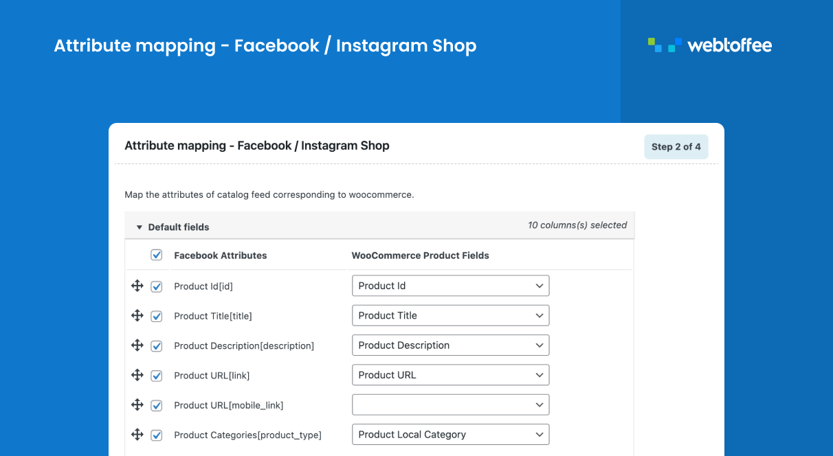 Attribute mapping - Facebook / Instagram Shop.