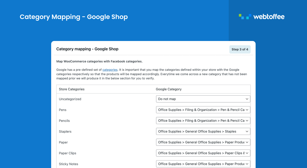 Category mapping - Google Shop.
