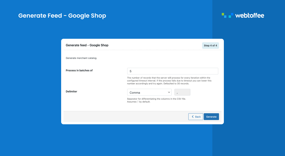 Generate feed - Google Shop.