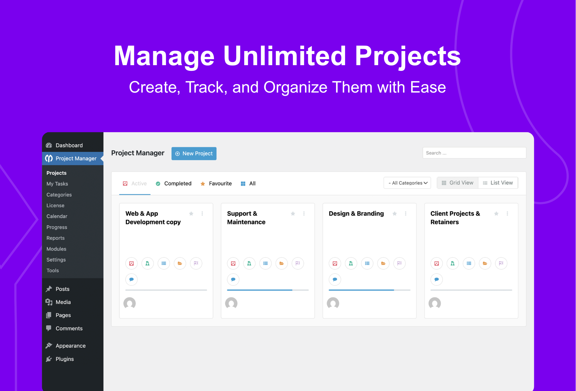 Manage unlimited projects