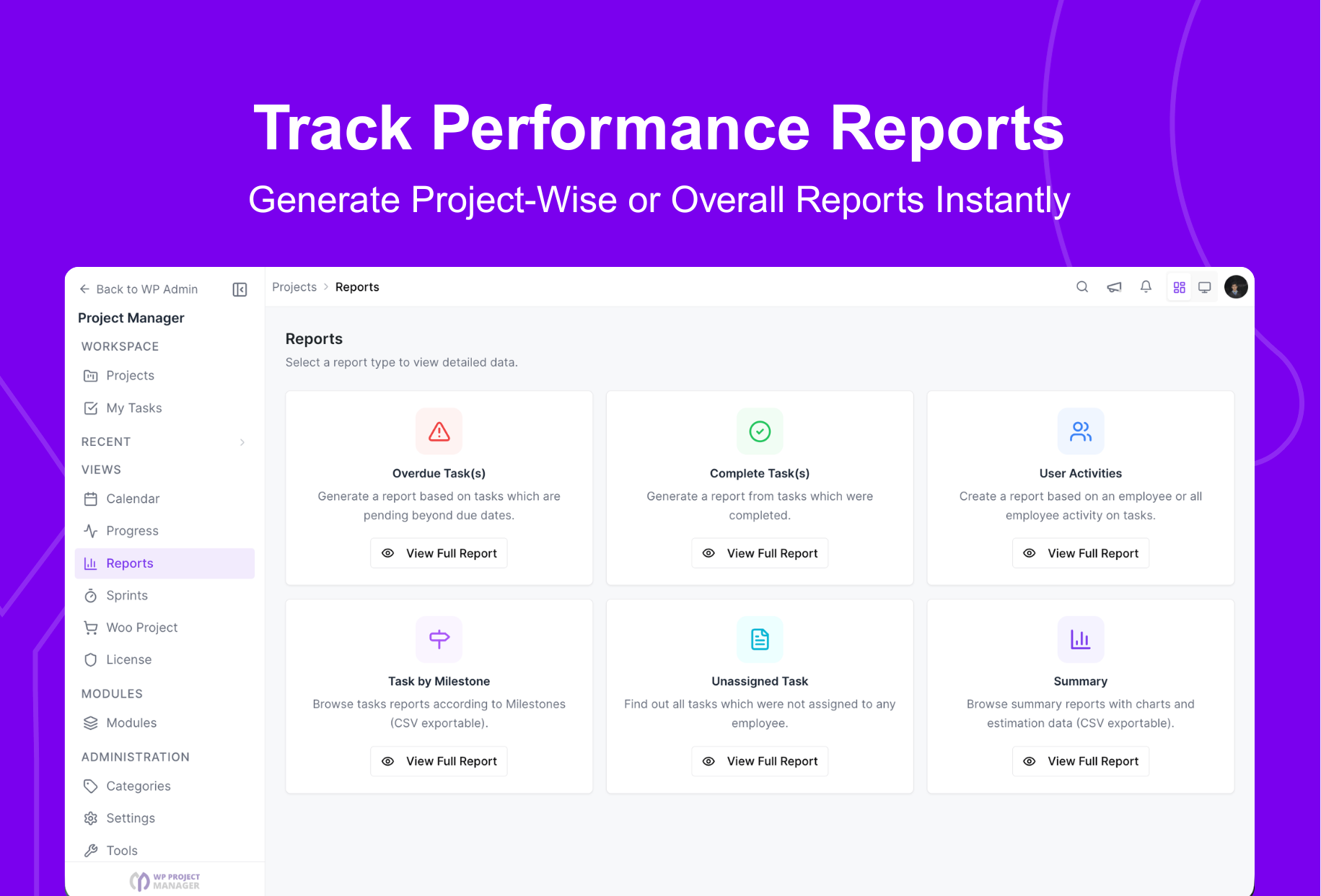 Track performance reports