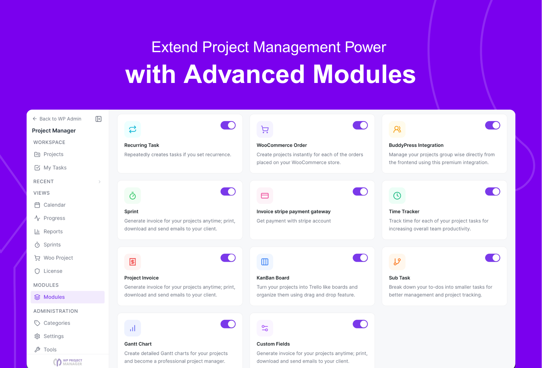 Extend project management power with advanced modules