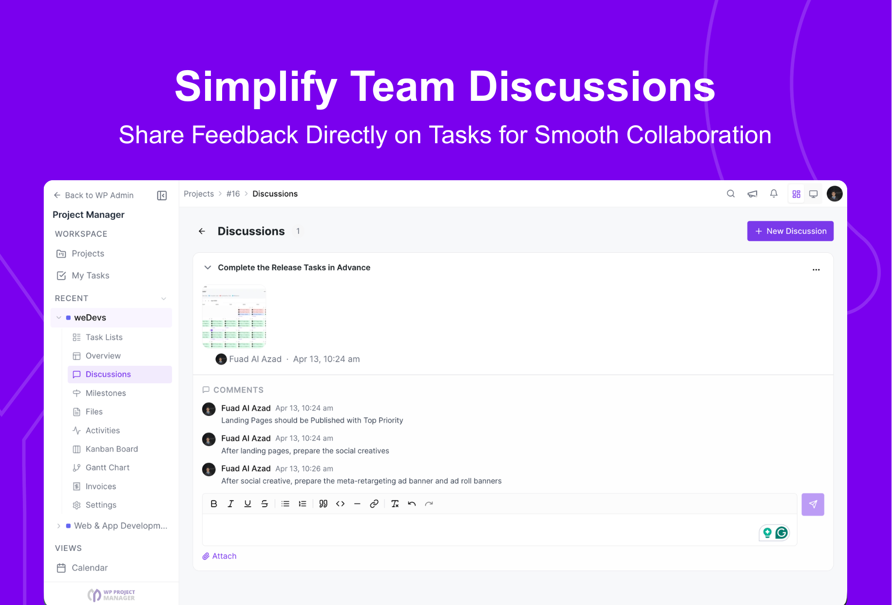 Simplify team discussion