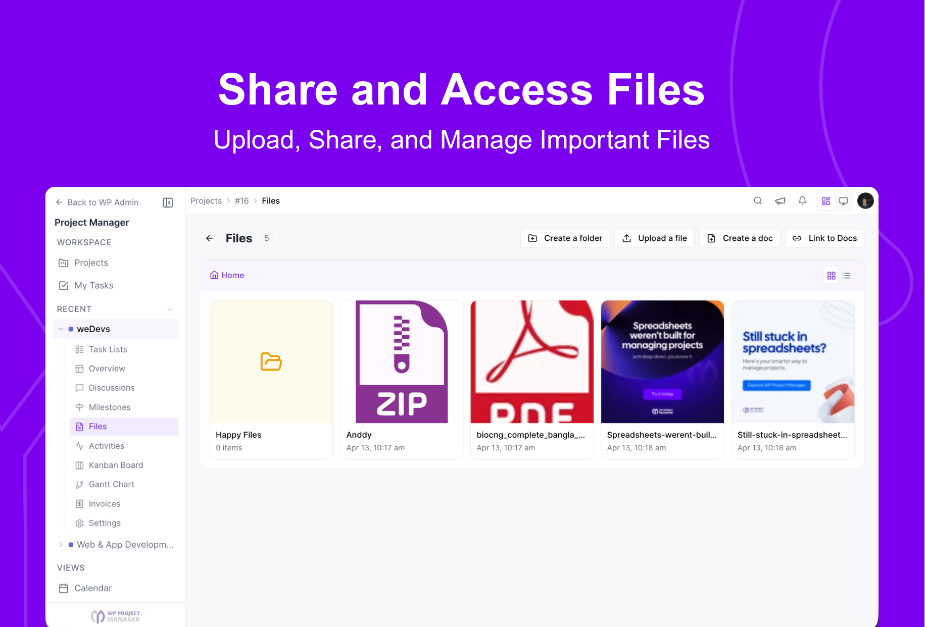 Upload, share, and access files