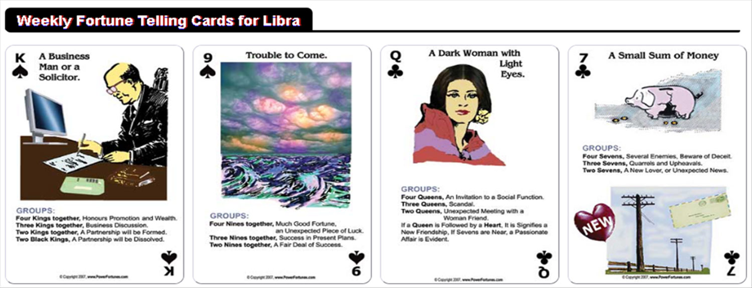 The fortune telling cards for the week, for Libra.