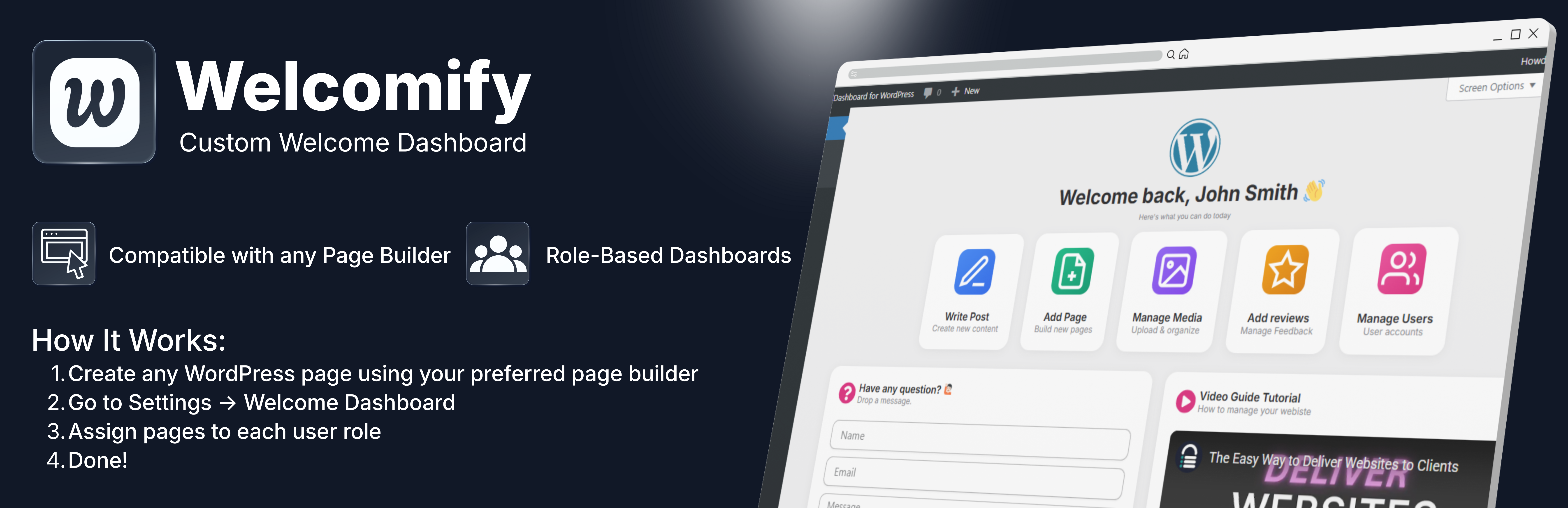 Welcomify – Custom Welcome Dashboard