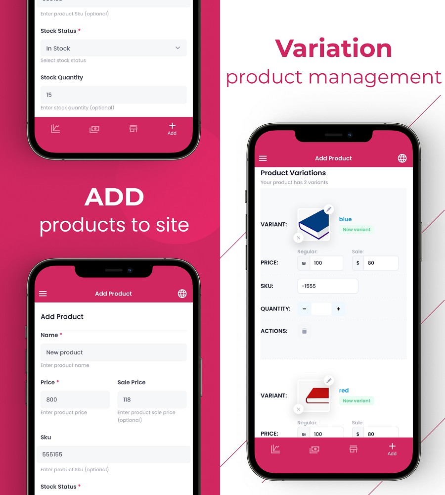 Add simple and variable products to the website.