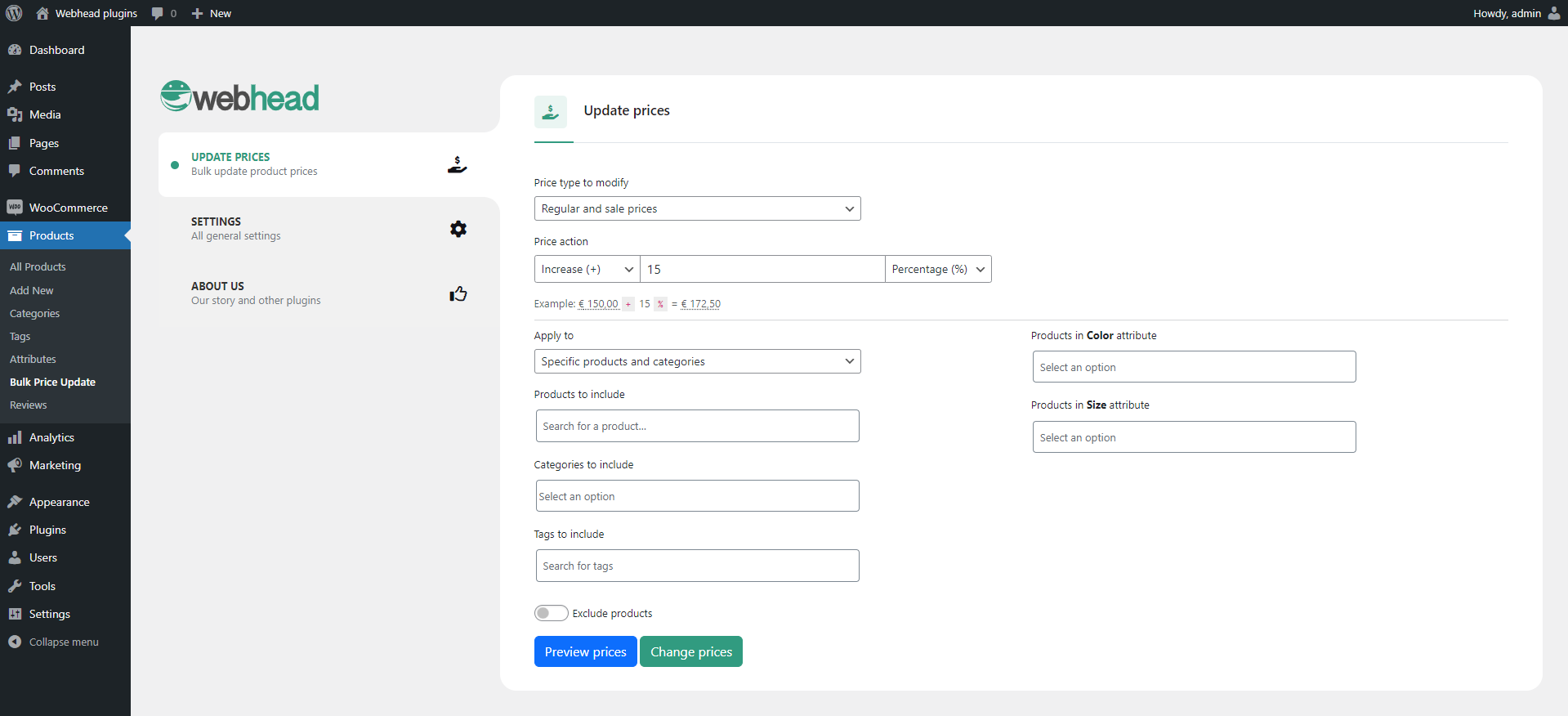 Specific Products And Categories Options