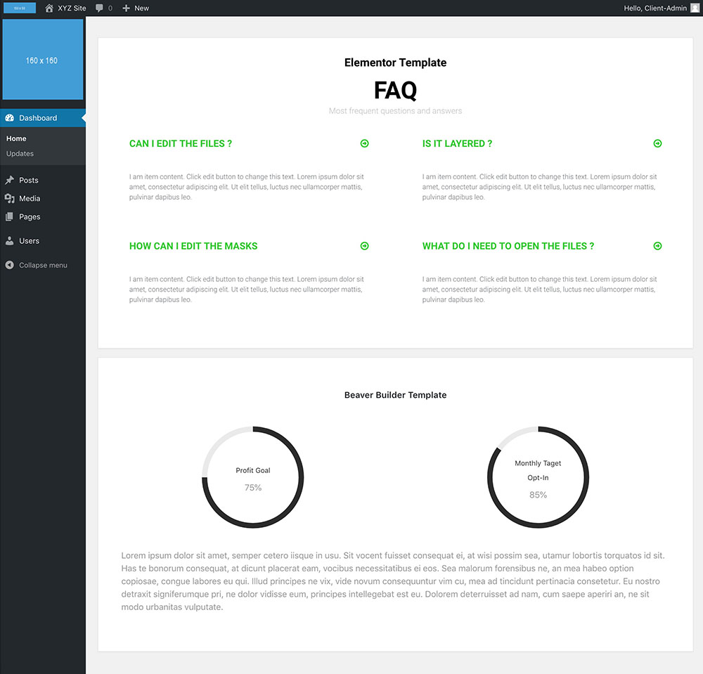 An example of how your clients dashboard could look