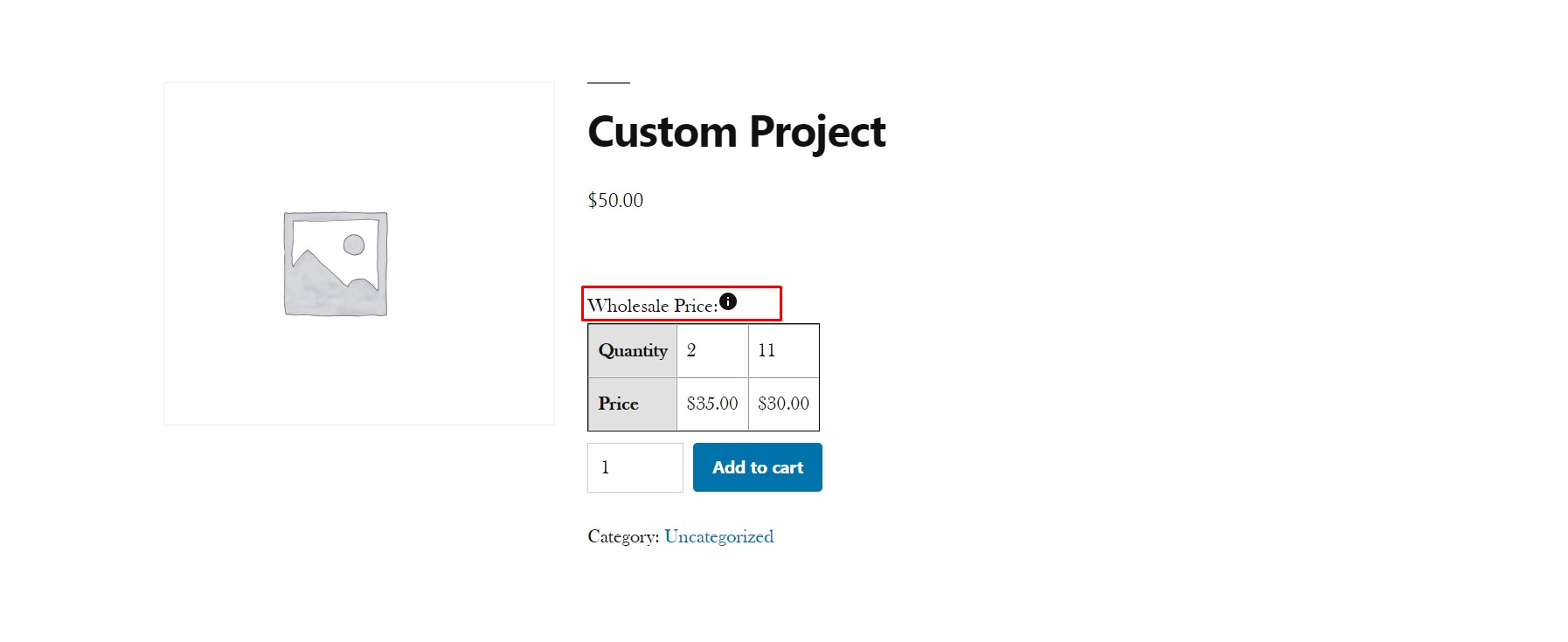 Table show hide icon on product page.