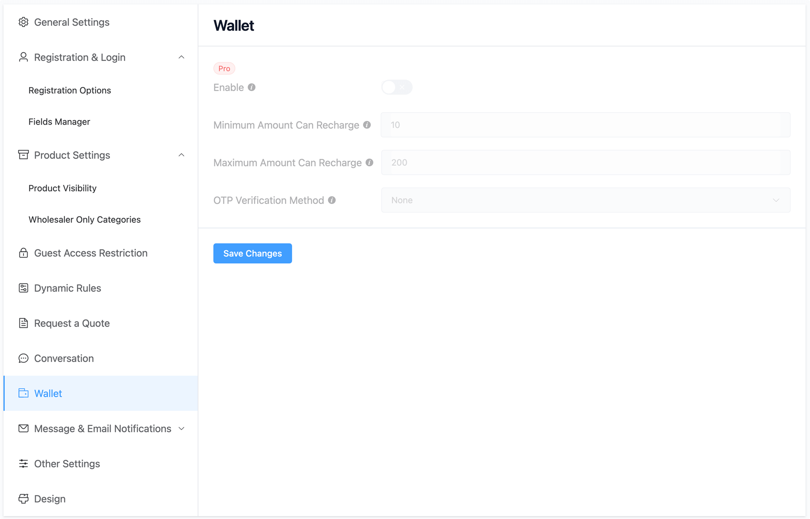 Wallet feature setup (Pro).
