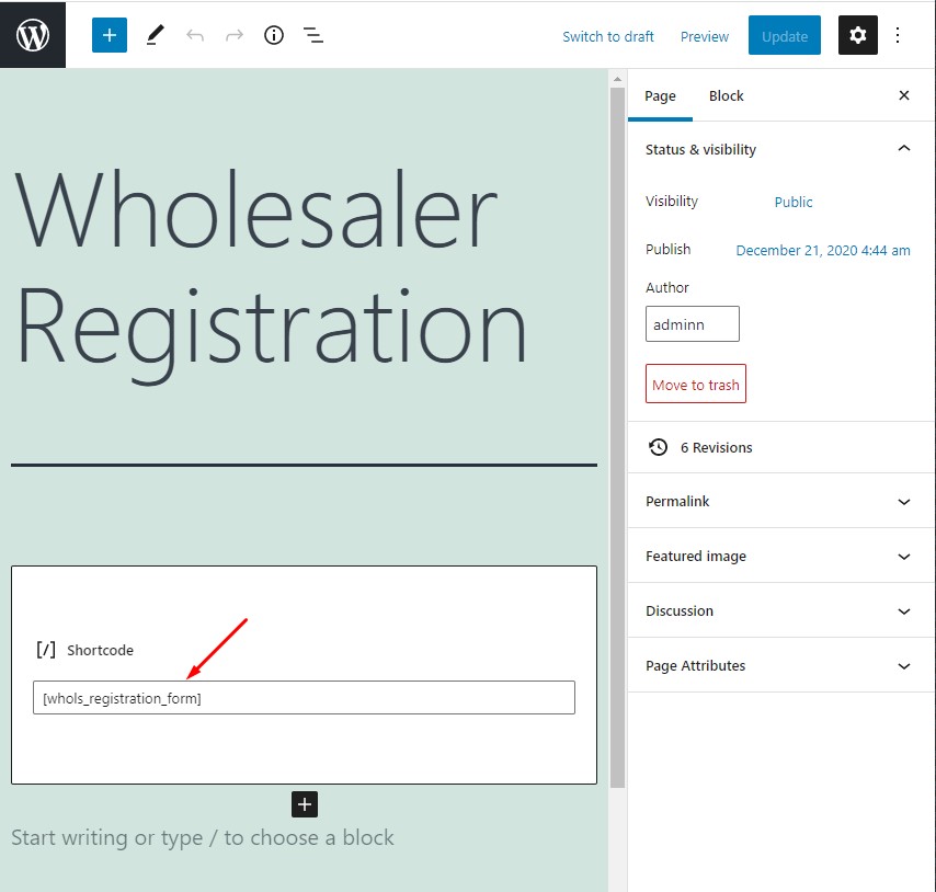 Wholesaler Registration Form Shortcode