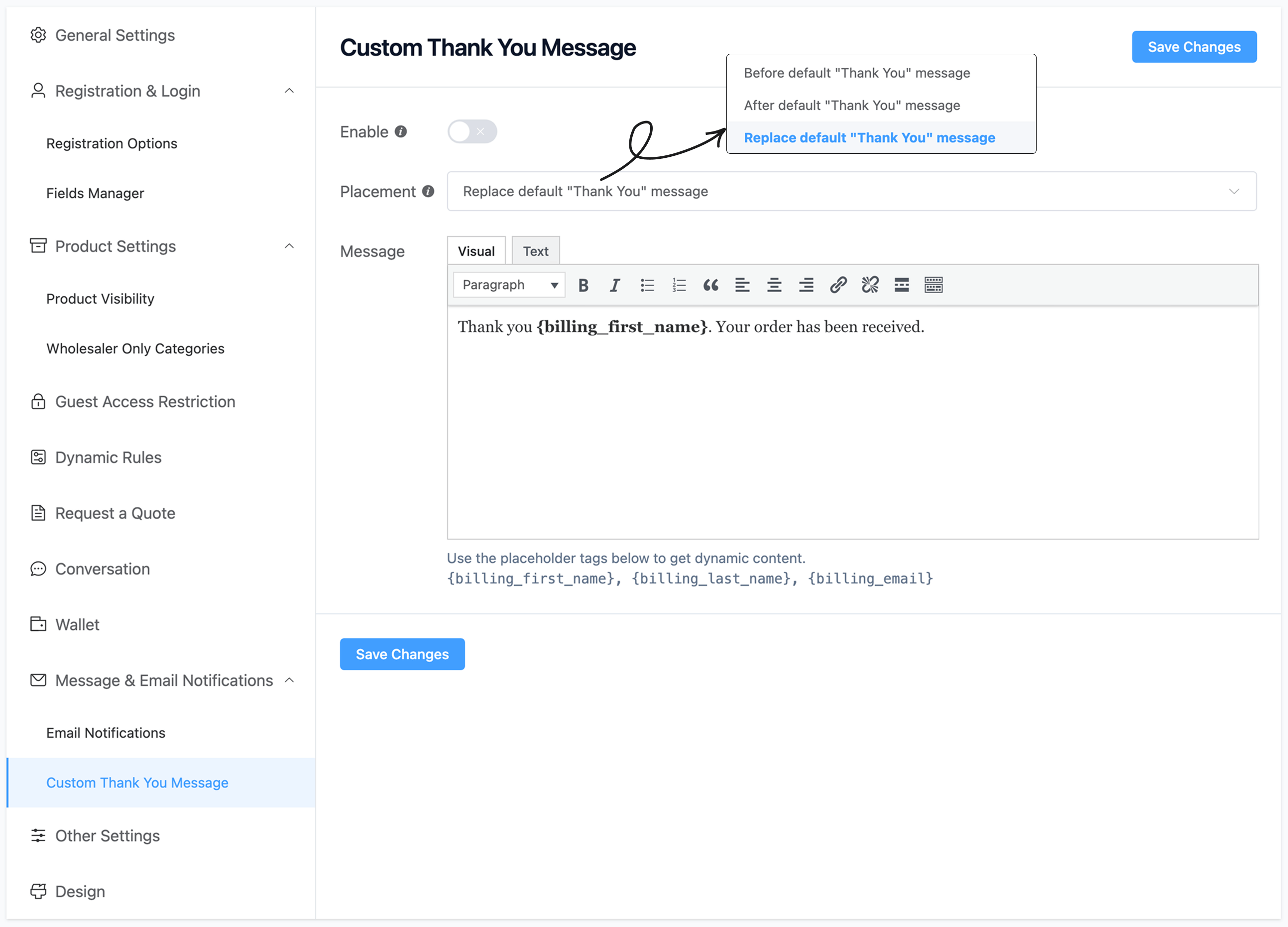 Setting a custom
