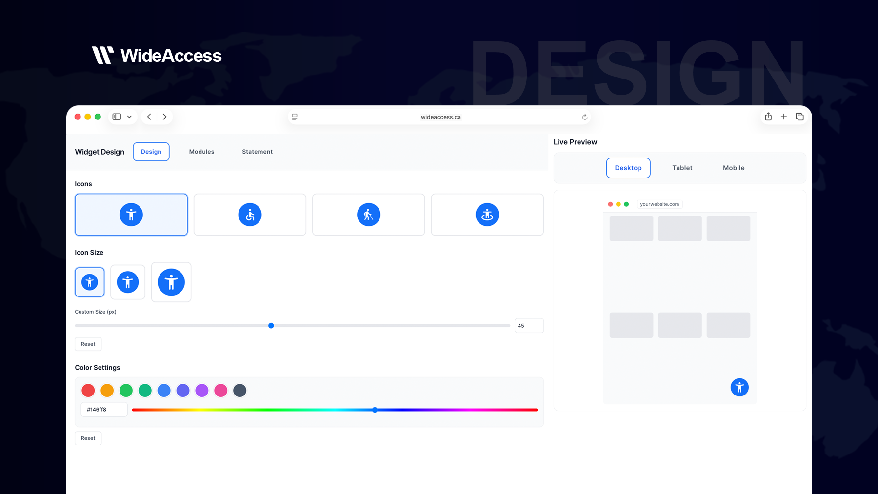 Widget settings: icon positioning on different devices
