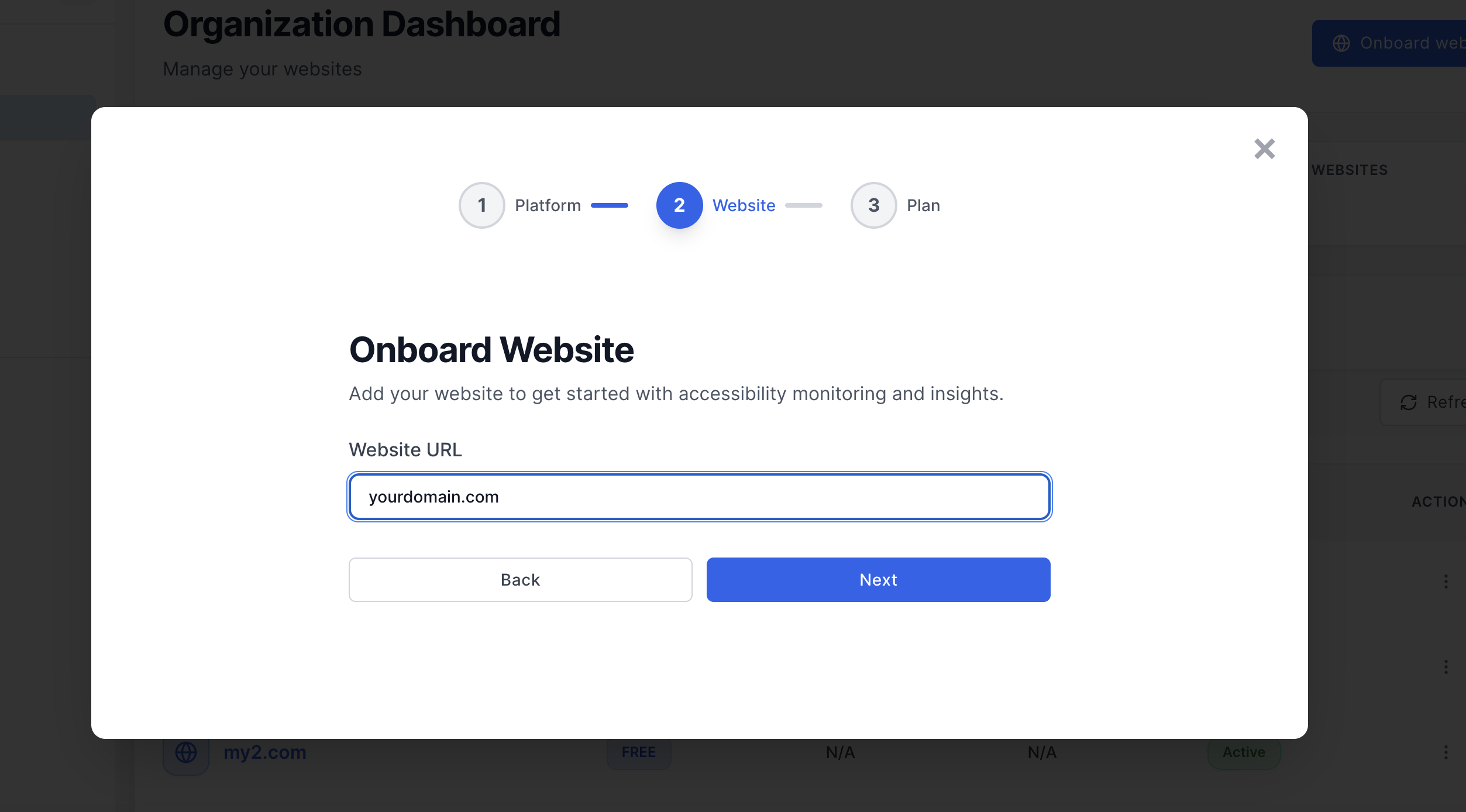How to onboard a domain for PRO version: Enter your domain