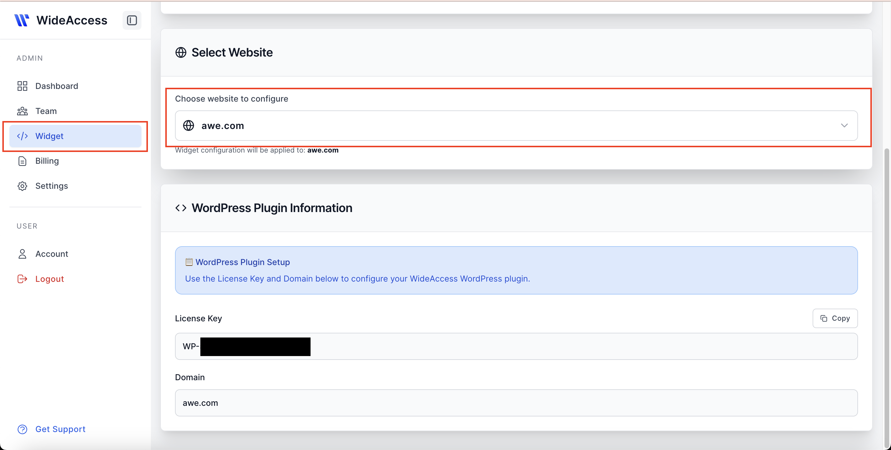 How to onboard a domain for PRO version: Copy license credentials