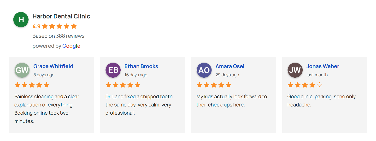 Rich Showcase for Google Reviews