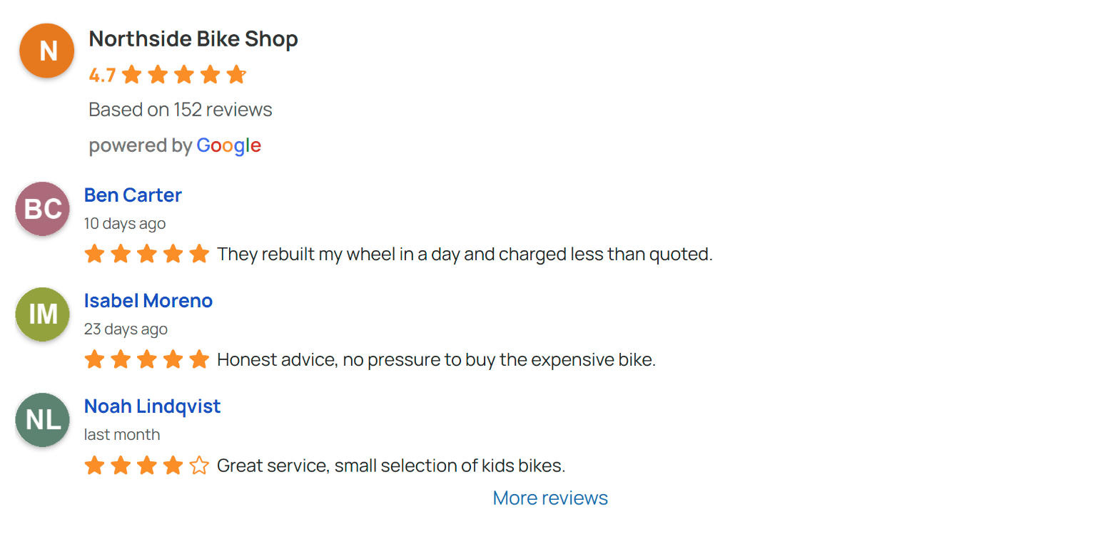 Rich Showcase for Google Reviews