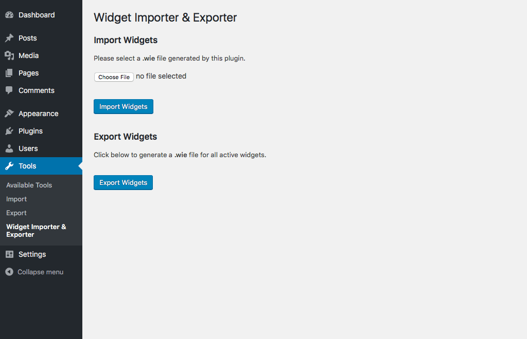 Widget Importer &amp; Exporter