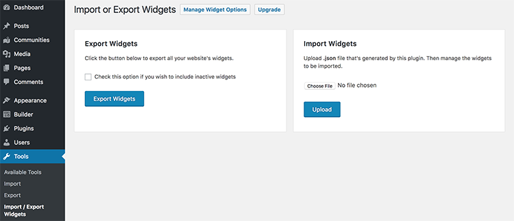 Widget Importer & Exporter Feature