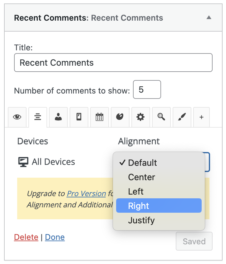 Widgets Custom Alignment