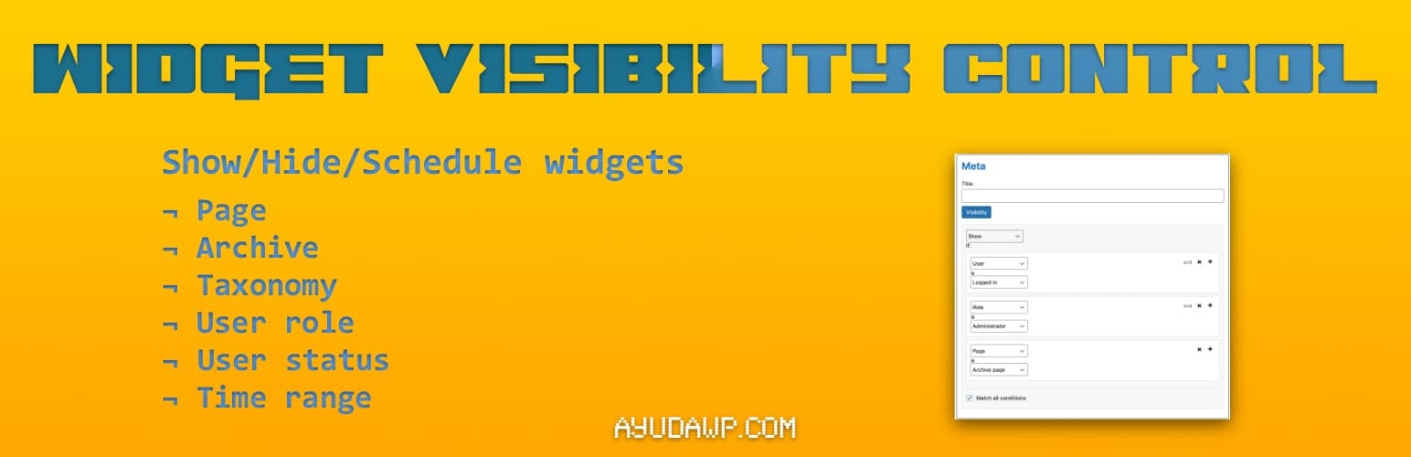 WordPress 外掛 Widget Visibility Control 的封面圖片。